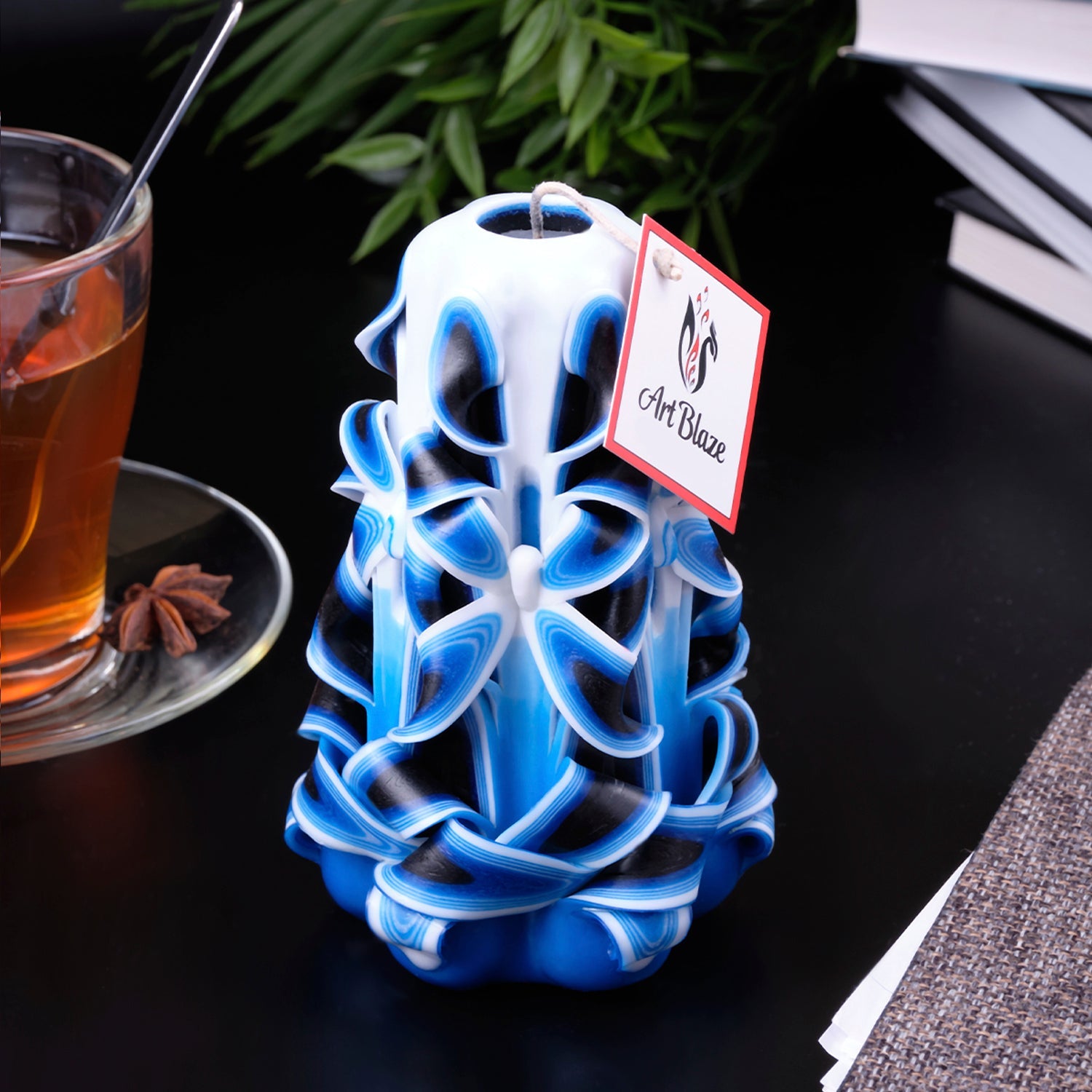 Vela tallada "Ola marina" pequeña