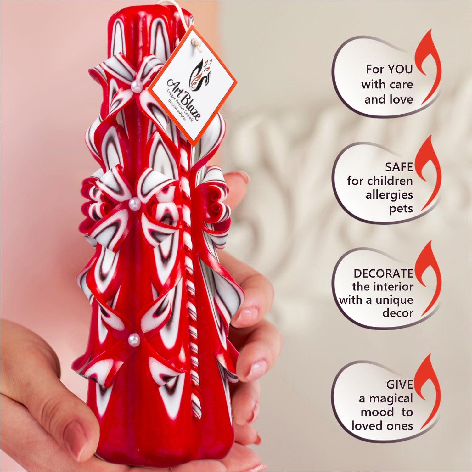 Vela tallada "Velas escarlatas" grande