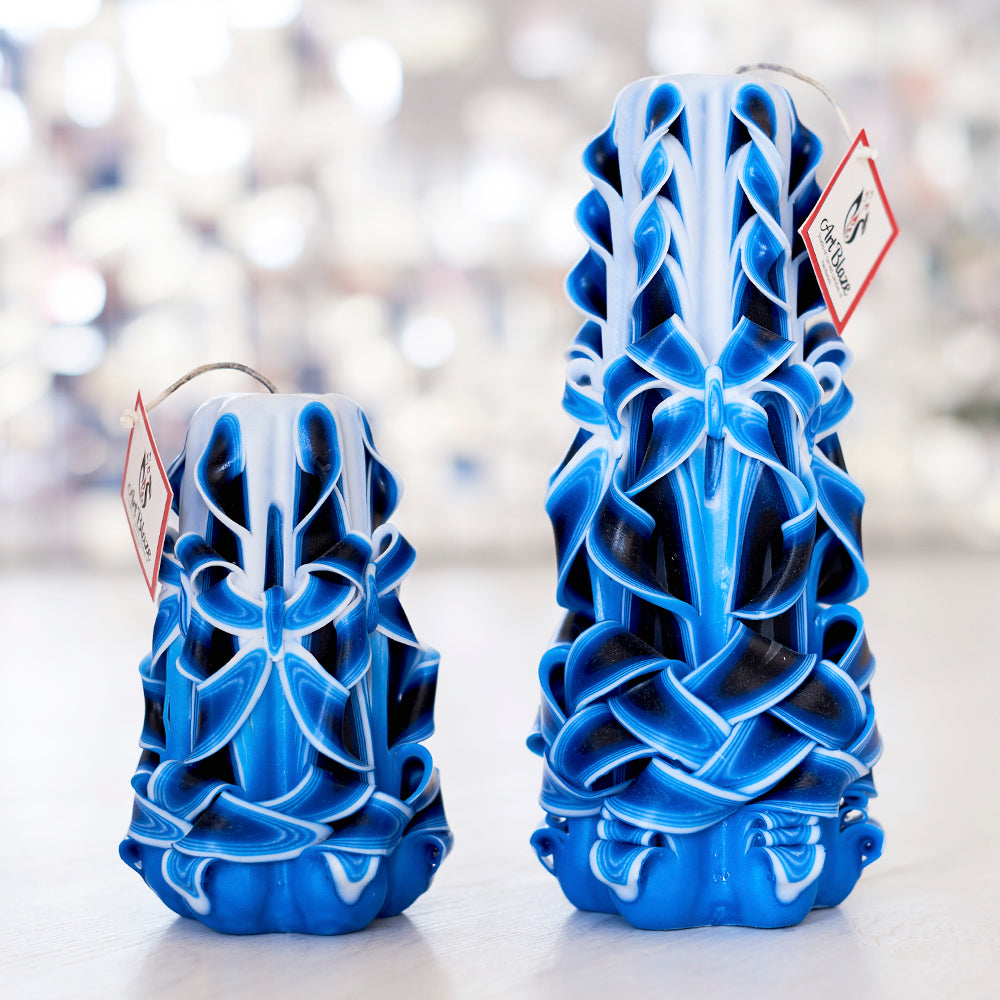 Juego de velas talladas "Ola marina"