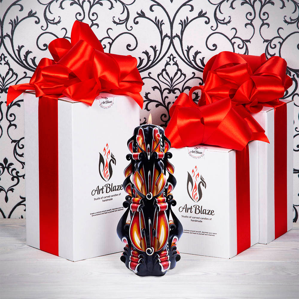 Vela tallada "Llama Ámbar" grande