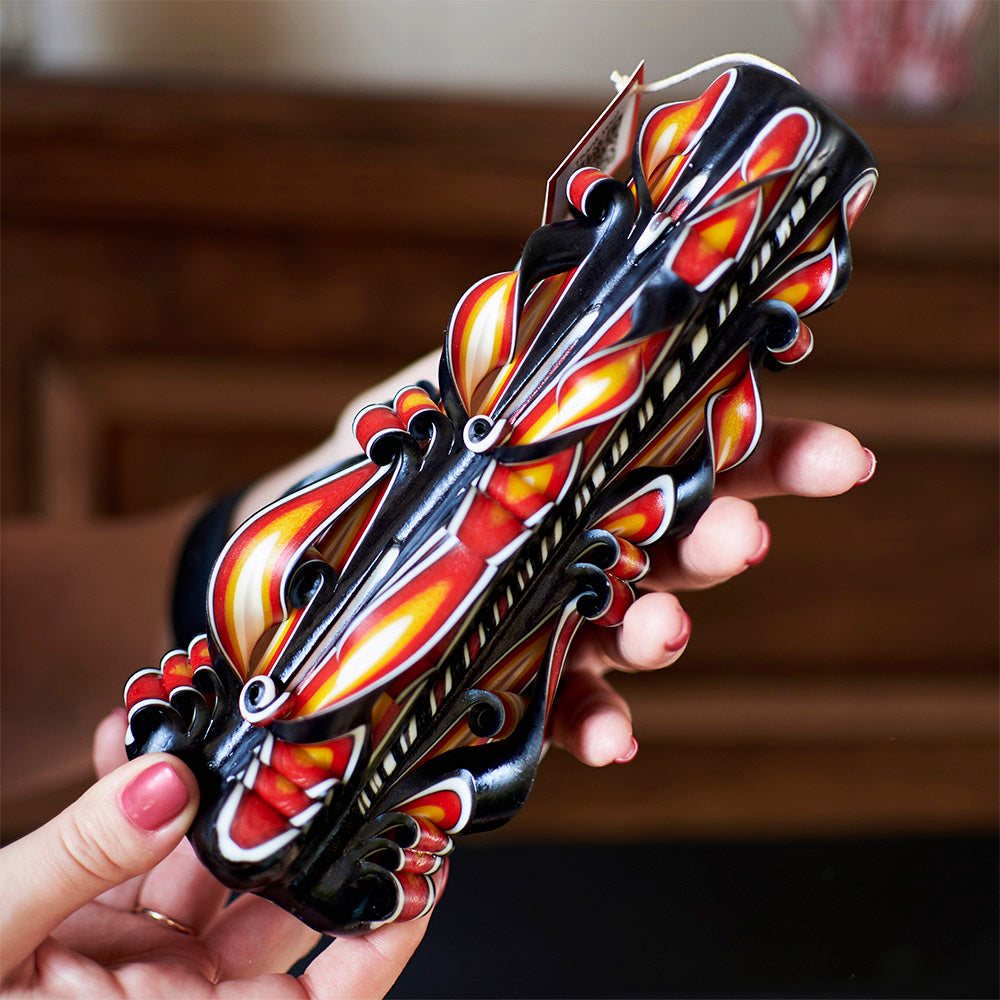 Vela tallada "Llama Ámbar" grande