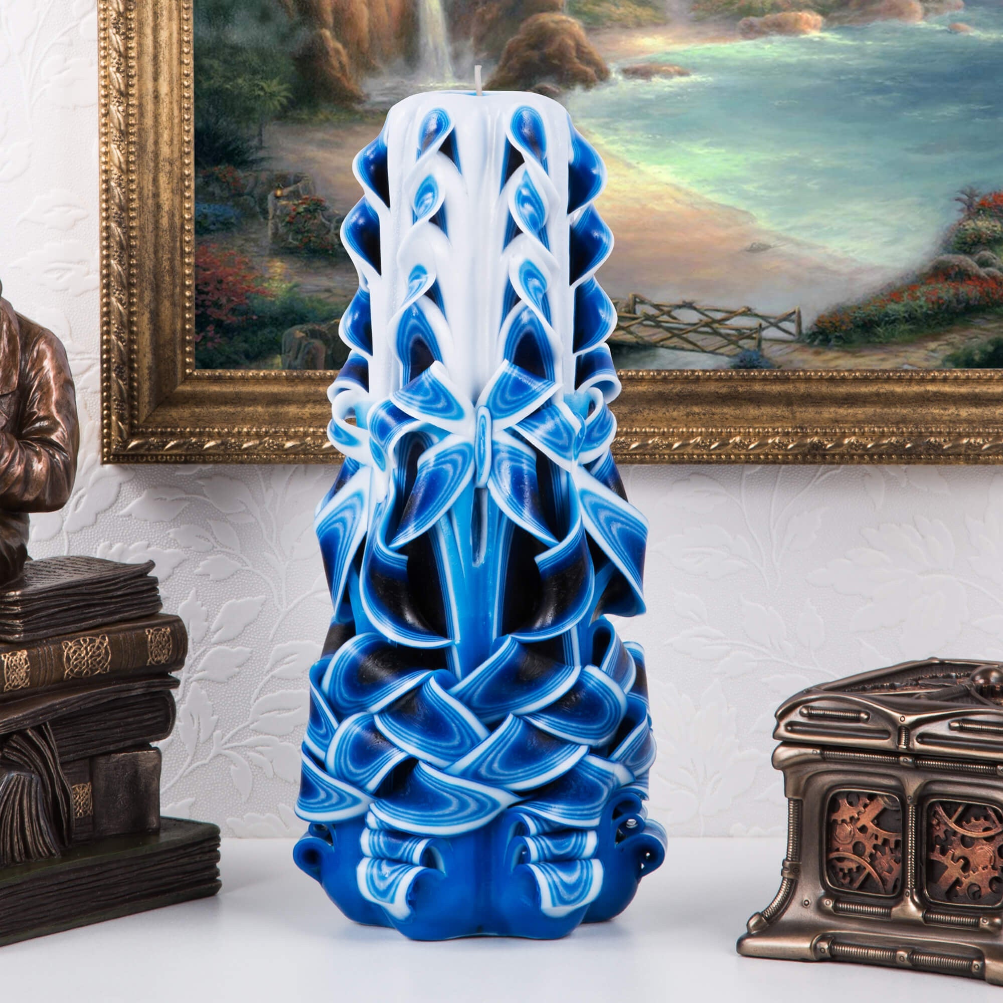 Vela tallada "Ola marina" grande