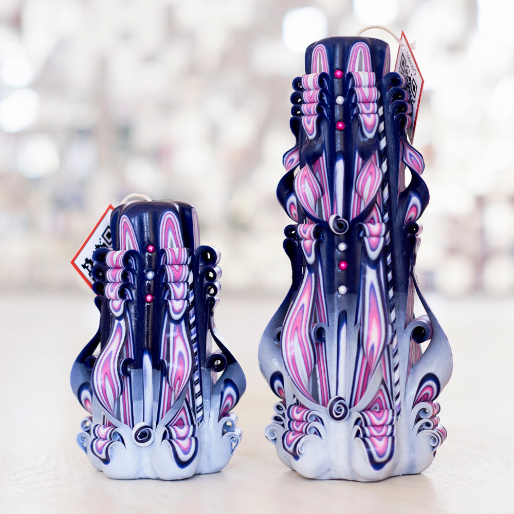 Juego de velas talladas "Atardecer lila"