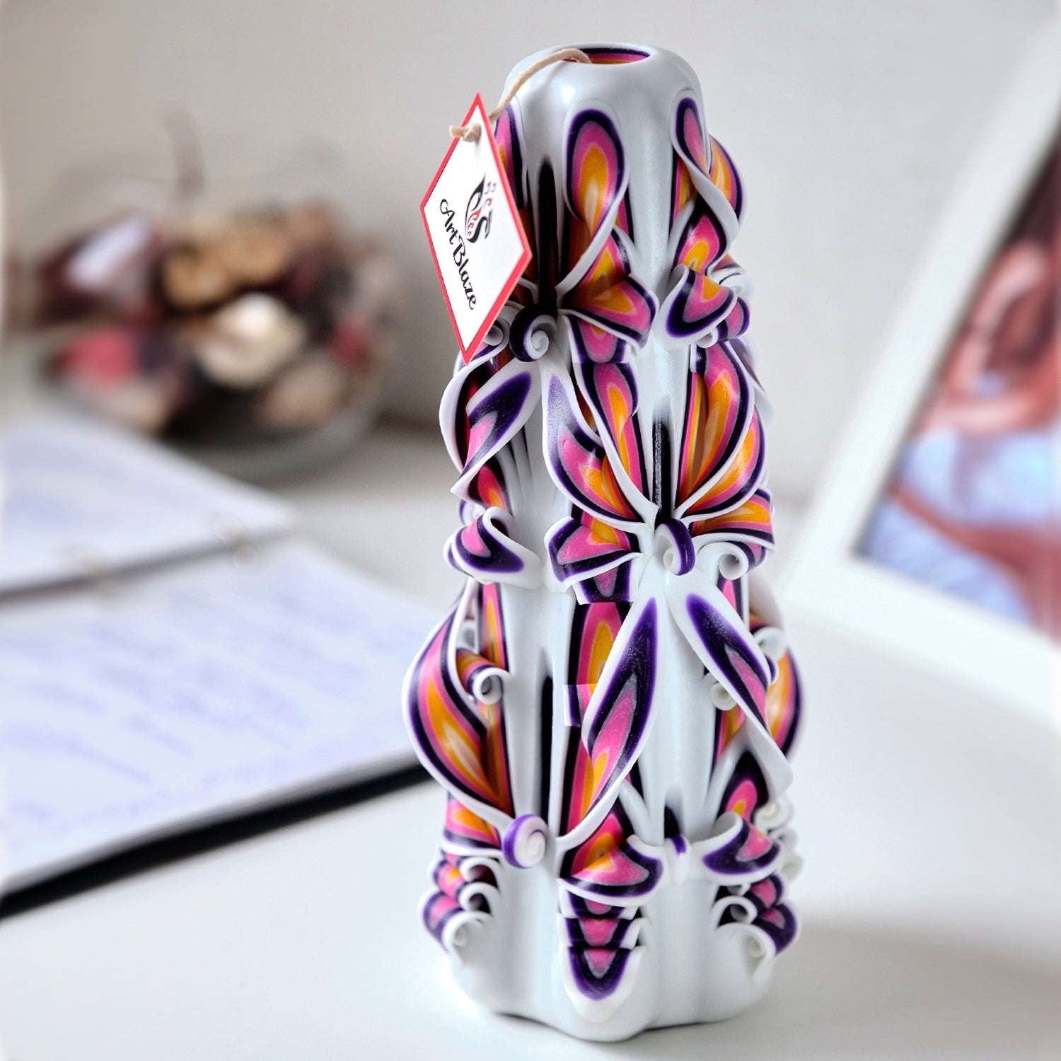 Vela tallada "Perla real" grande