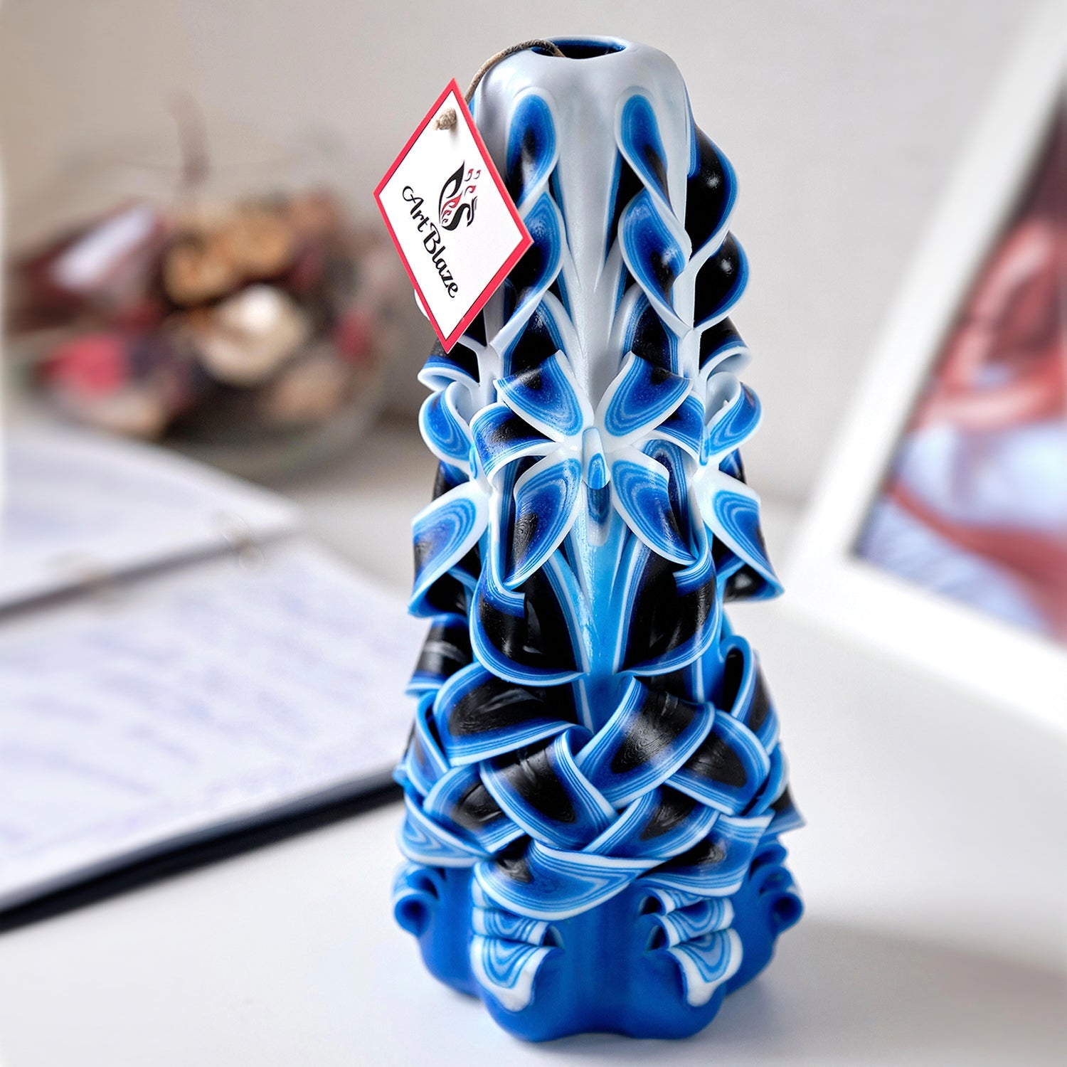 Vela tallada "Ola marina" grande